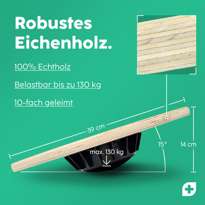 vesta+ Wackelbrett aus 100% Echtholz, belastbar bis zu 130 kg, 10-fach geleimt.